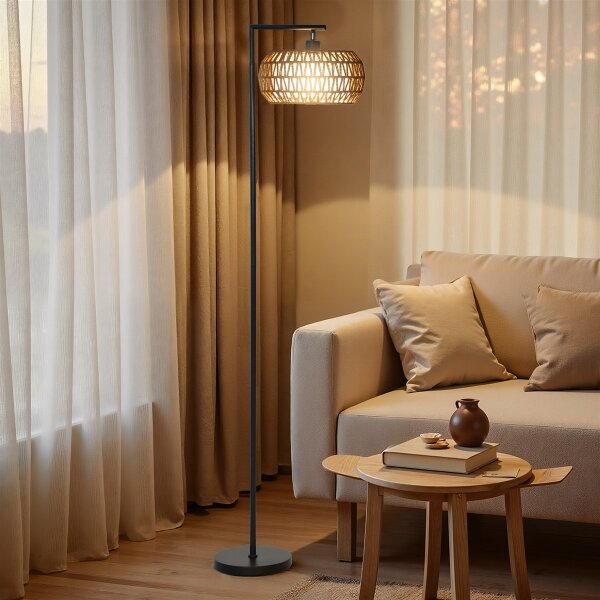 LED Stehlampe mit Doppelschirm, dimmbare Stehleuchte mit 3 Farbtemperaturen  für Wohnzimmer, Schlafzimmer, Büro, Schwarz