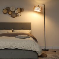 LED Stehlampe mit Doppelschirm, dimmbare Stehleuchte mit 3 Farbtemperaturen  für Wohnzimmer, Schlafzimmer, Büro, Schwarz