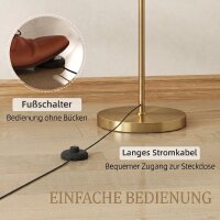 Stehlampe, verstellbare Lichtoptionen, Fußschalter, Fernbedienung, Metall, Gold
