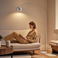Stehlampe, Bogen-Design mit Marmorsockel, 167 cm, Silber
