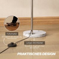 Stehlampe, Bogen-Design mit Marmorsockel, 167 cm, Silber