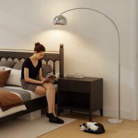Stehlampe, Bogen-Design mit Marmorsockel, 167 cm, Silber