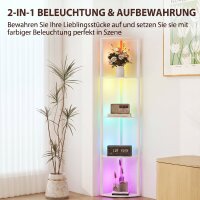 LED Stehlampe 5-stufige dimmbar Stehleuchte mit Regal,  RGB Farbwechsel, Fernbedienung