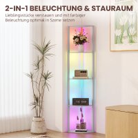 LED Stehlampe 5-stufige dimmbar Stehleuchte mit Regal,  RGB Farbwechsel, Fernbedienung