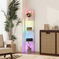 LED Stehlampe 5-stufige dimmbar Stehleuchte mit Regal,  RGB Farbwechsel, Fernbedienung