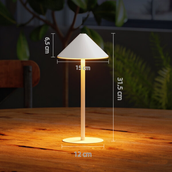 LED-Tischlampe mit USB-Kabel, Touchschalter, Metall, wiederaufladbar, Weiß
