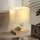 Nachttischlampe, USB-Anschlüsse, Holz, Stoff, Wippschalter, Ablagefächer, Weiß