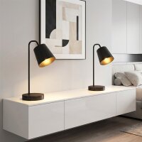 Tischlampen-Set, 2 Stück, Moderne Lampen mit USB-A- und USB-C-Anschluss für Schlafzimmer, Wohnzimmer & Büro, Schwarz