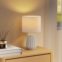 Tischlampe, Tischleuchte, Nachttischlampe mit Leinenschirm, Wippschalter, Schreibtischlampe, 22 x 22 x 39 cm, Beige