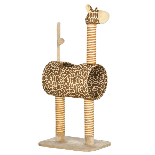 Kratzbaum 101 cm Katzenturm im Giraffendesign, mit Höhle, Spielball, Jutestämme für mittelgroße Katzen bis 5 kg