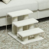 Katzentreppe 3 Stufen Tiertreppe Treppe für Katze Haustiertreppe Plüsch 45 x 35 x 34 cm cm Beige