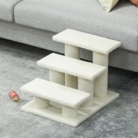 Katzentreppe 3 Stufen Tiertreppe Treppe für Katze Haustiertreppe Plüsch 45 x 35 x 34 cm cm Beige