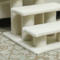 Katzentreppe 3 Stufen Tiertreppe Treppe für Katze Haustiertreppe Plüsch 45 x 35 x 34 cm cm Beige