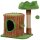Kratzbaum 53 cm hoch Katzenbaum mit Höhle, Baumstamm-Design, Jutestämme, 2 Bälle für 1-2 Katzen unter 5 kg, Braun+Grün