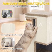 3-stöckiges Katzentonne für drinnen, halbgeschlossene Katzenhöhle mit Kratzflächen rundum, 2 Katzenhöhlen
