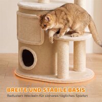 Kratzbaum mit 2-stöckiger Kratztonne Katzenbaum mit Sisal-Kratzpfosten, Plattform Sisalbrett Spielball, für Katzen 5kg
