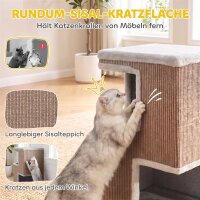 3-stöckiges Katzentonne für drinnen, halbgeschlossene Katzenhöhle mit Kratzflächen rundum, 2 Katzenhöhlen