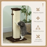 Kratzbaum Katzenbaum, inkl. Spielball, Plüsch, Sisal, 41 cm x 41 cm x 81 cm, Creme + Braun