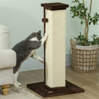Kratzbaum Katzenbaum, inkl. Spielball, Plüsch, Sisal, 41 cm x 41 cm x 81 cm, Creme + Braun