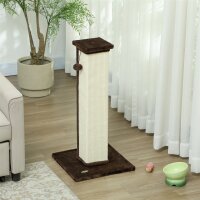 Kratzbaum Katzenbaum, inkl. Spielball, Plüsch, Sisal, 41 cm x 41 cm x 81 cm, Creme + Braun