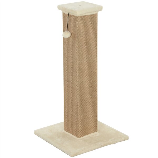 Kratzbaum Katzenbaum, inkl. Spielball, Plüsch, Jute, 41 cm x 41 cm x 81 cm, Beige