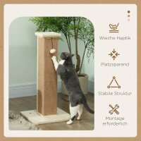 Kratzbaum Katzenbaum, inkl. Spielball, Plüsch, Jute, 41 cm x 41 cm x 81 cm, Beige