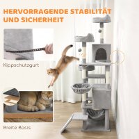 Kratzbaum 192 cm Katzenturm mit Höhle, Sisalstämme, große Plattform, Hängematten Rampe für 2-3 Katzen unter 5 kg