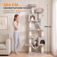 Kratzbaum 204 cm Katzenbaum mit Höhlen Leiter...