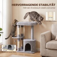 Katzenbaum, 93 cm 3 stufiger Kratzbaum mit Sisal-Kratzstämmen, Kuschelhöhle, großer Liegefläche, Plattform, bis 6 kg